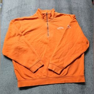 Callaway Golf Men Sweater Size Large Orange Brushed Fleece Sport Pullover